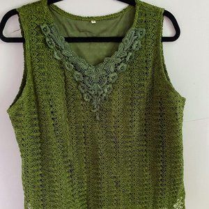 Olive Green Woven Sleeveless Top  Size Large